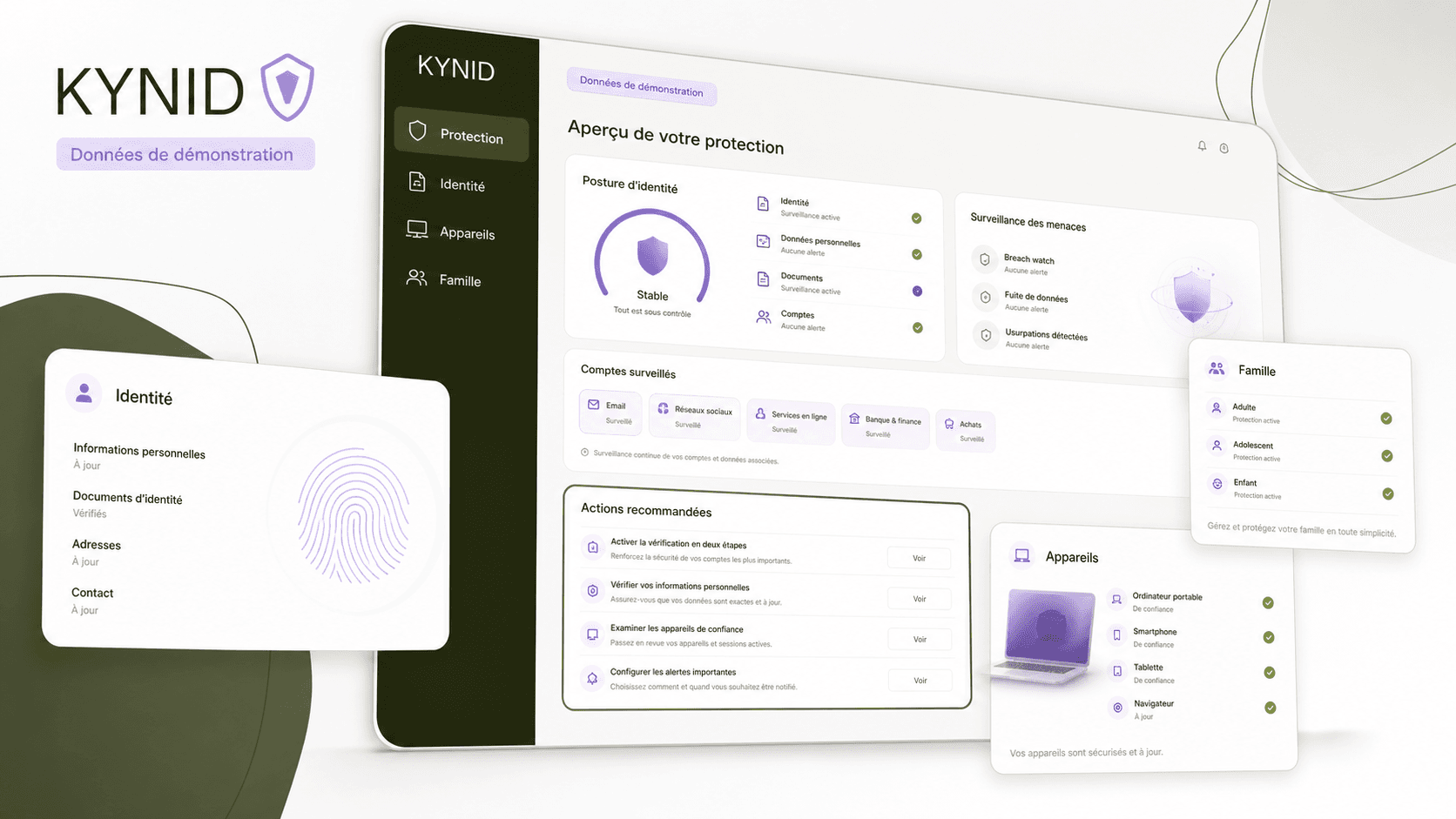 Interface conceptuelle KYNID utilisant uniquement des données fictives